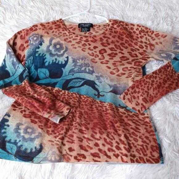 Mark Richards Collection Cashmere Multi Color Animal Abstract Print Pullover M - Picture 6 of 6